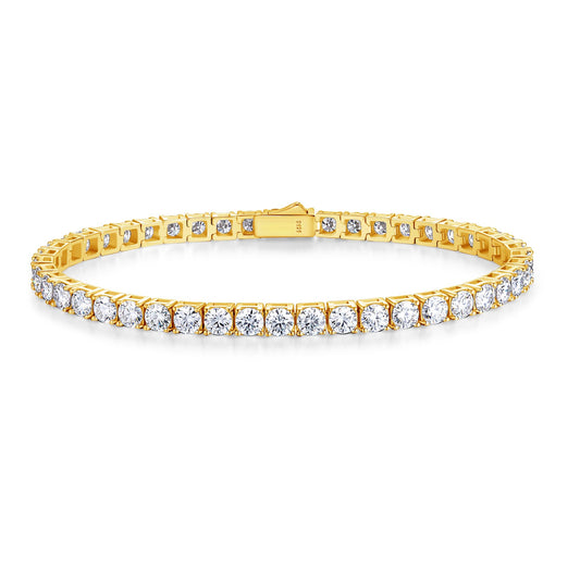 Sterling Silver 4mm Yellow Gold Moissanite Tennis Bracelet