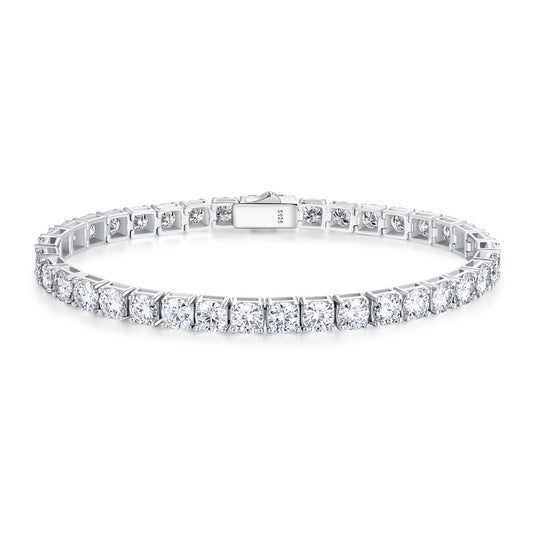 White Gold 5mm Sterling Silver Moissanite Tennis Bracelet