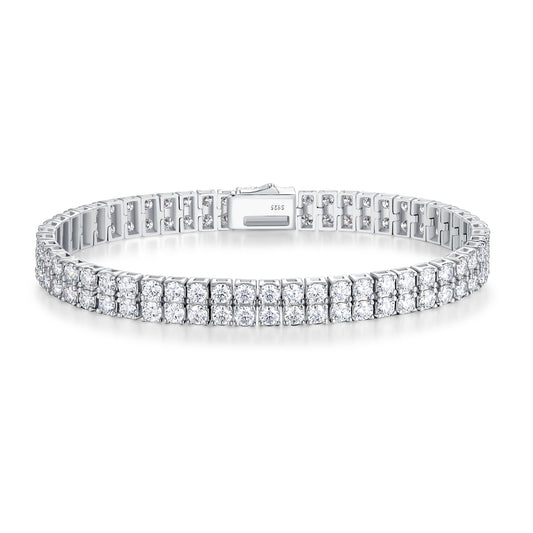 11 Carats 3mm 2 Row Sterling Silver Tennis Bracelet 7.5 Inch