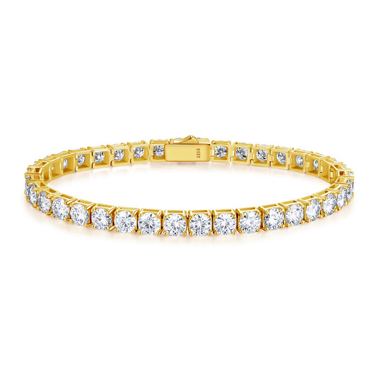 Sterling Silver 5mm Yellow Gold Moissanite Tennis Bracelet