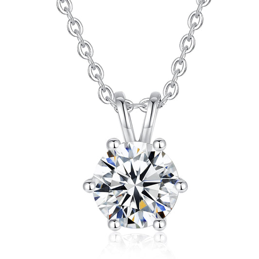 1-4 CT Round Pendant Sterling Silver Solitaire Moissanite Necklace