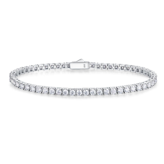 White Gold 3mm Sterling Silver Moissanite Tennis Bracelet