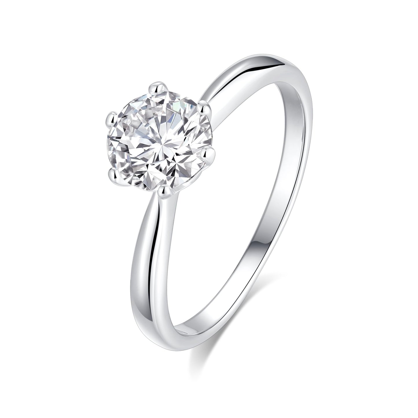 Sterling Silver 1ct Moissanite Engagement Ring