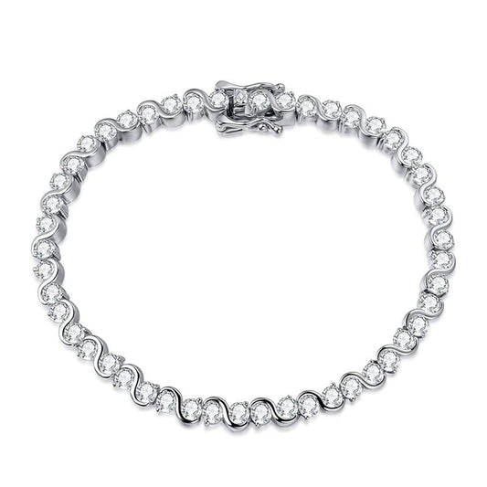 4mm Sterling Silver Moissanite Wedding Bridal Prom Tennis Bracelet