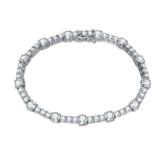 5mm Sterling Silver Round Moissanite Wedding Bridal Prom Tennis Bracelet