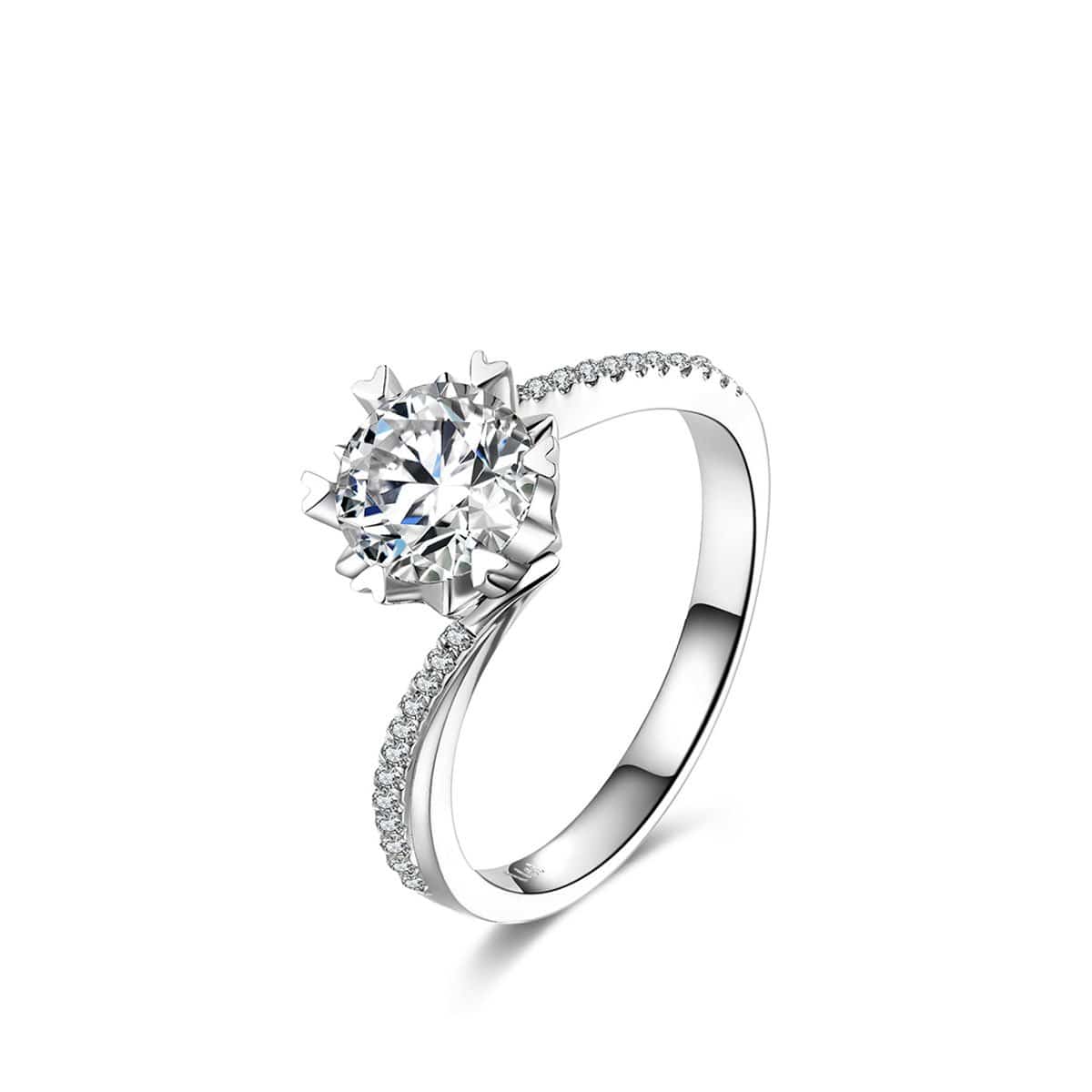 White Gold Round Tension Moissanite Engagement Ring