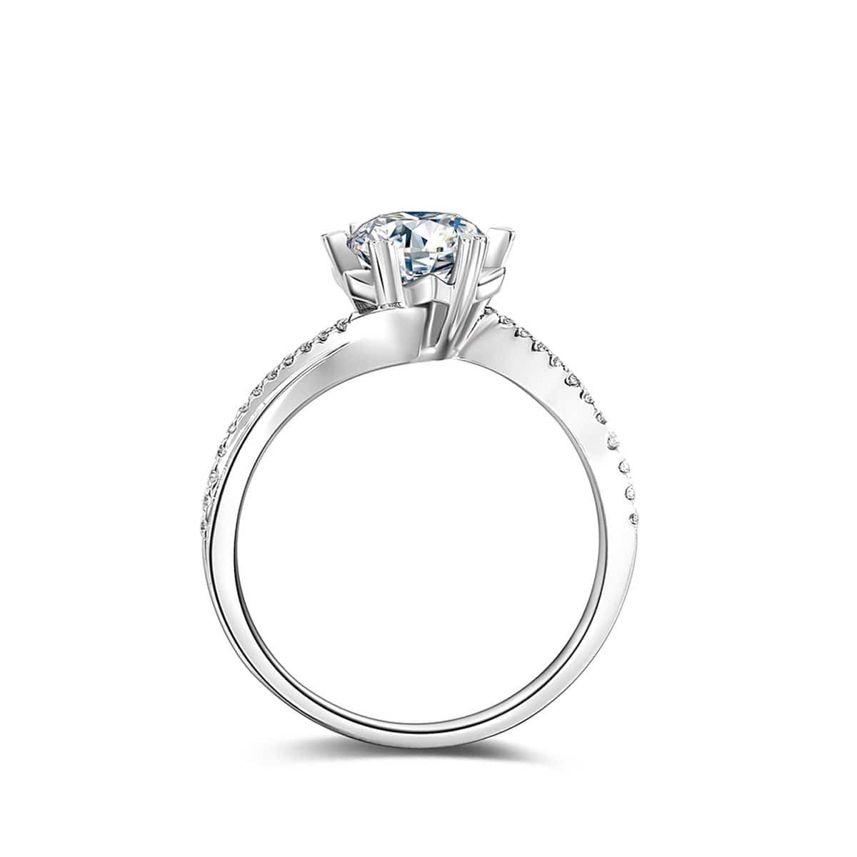 White Gold Round Tension Moissanite Engagement Ring