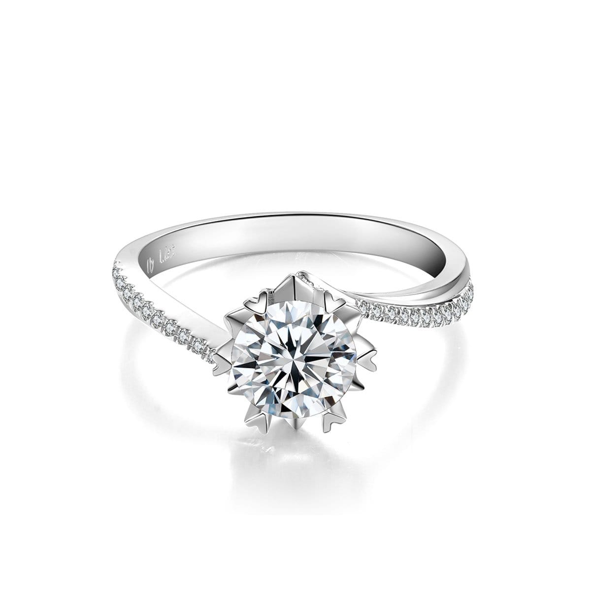 White Gold Round Tension Moissanite Engagement Ring