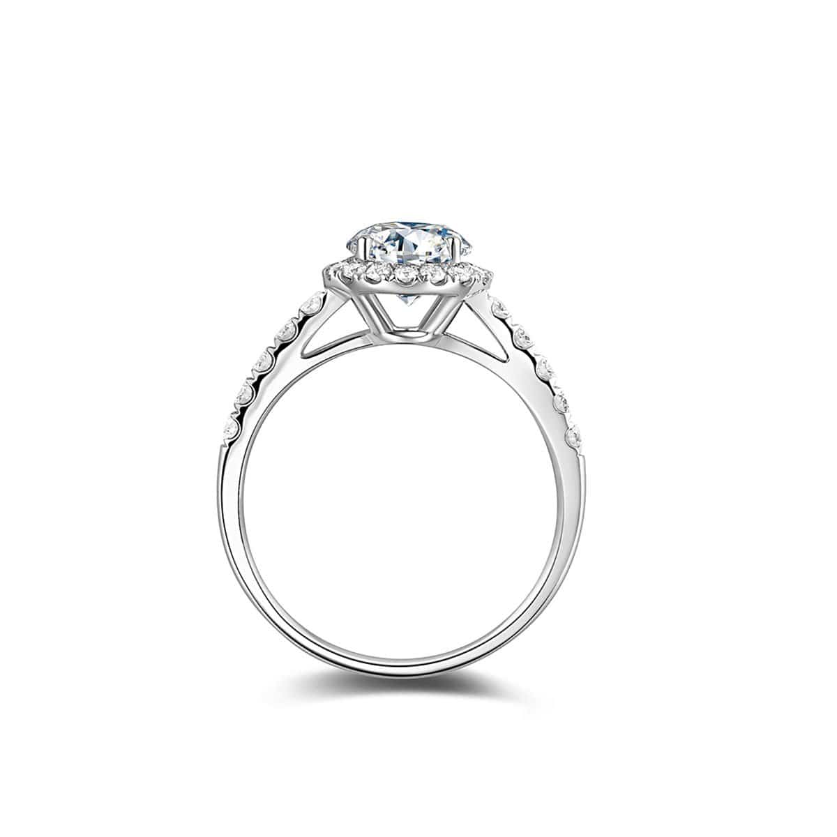 White Gold Round Halo Moissanite Engagement Ring