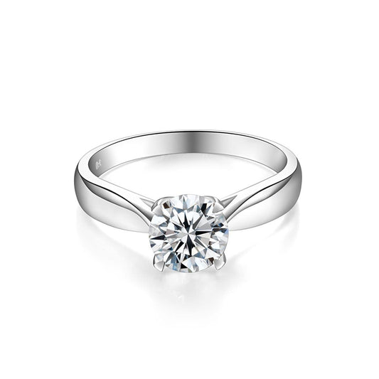 White Gold Classic Round Moissanite Solitaire Engagement Ring