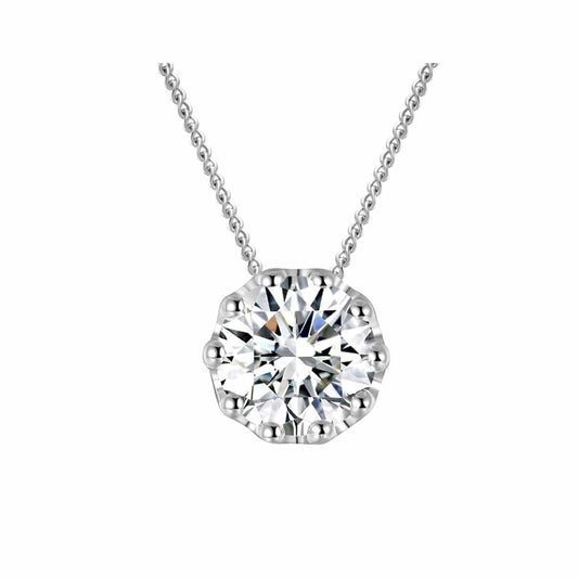 White Gold Round Moissanite Pendant Necklace